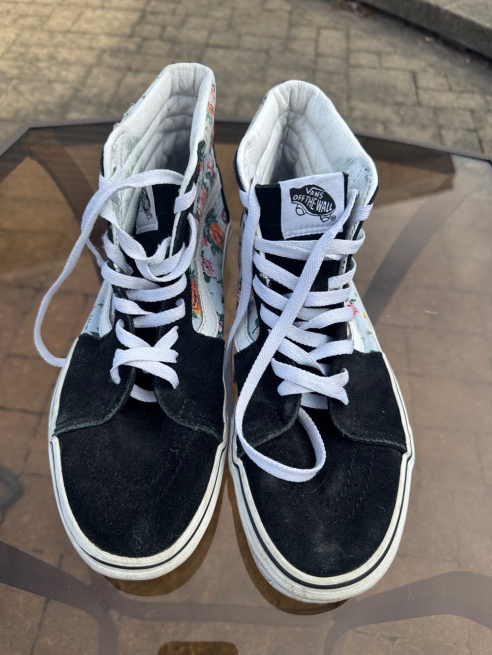 Vans High-Top Floral Sneakers in Black, White & Pink